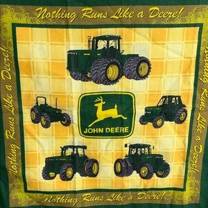 John Deere Green and Yellow Tractor fabric 2 panels 44 long by 16 wide sewing